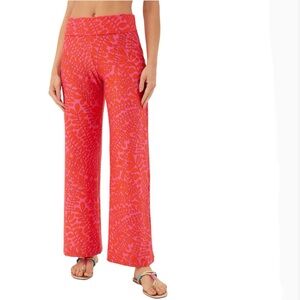 Trina Turk Swim Coverup Pants Trellis Swim Pant Pink Wide Leg Women’s Size Large